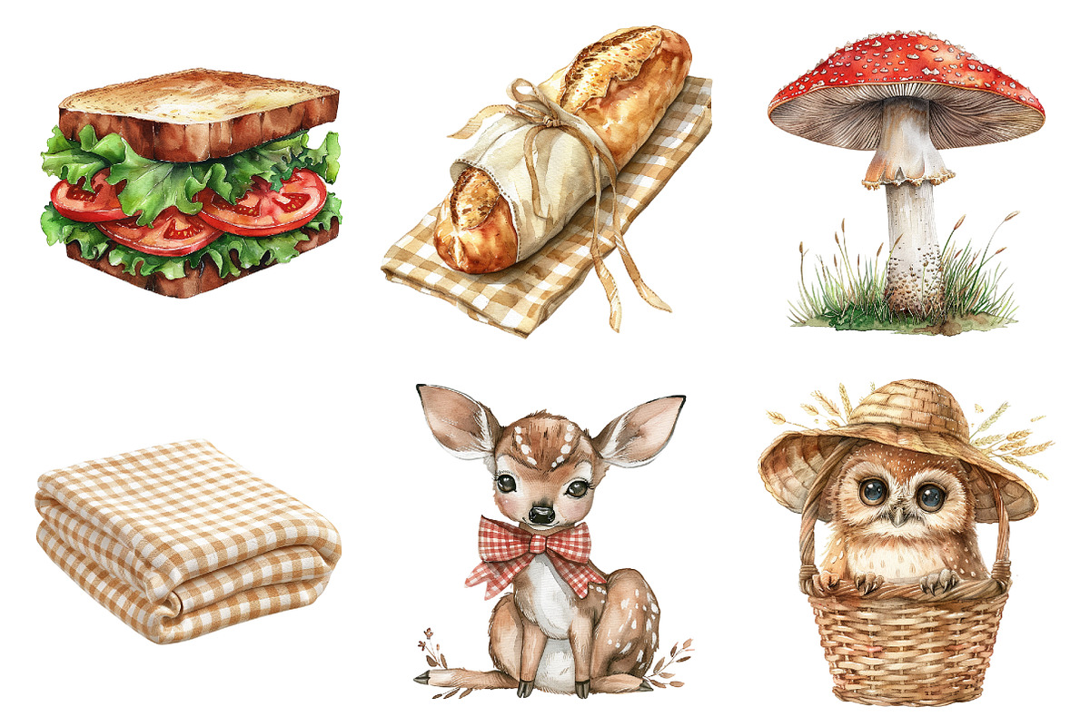 Woodland Picnic Clipart, an Illustration by Design Market (Photo 4 of 5)