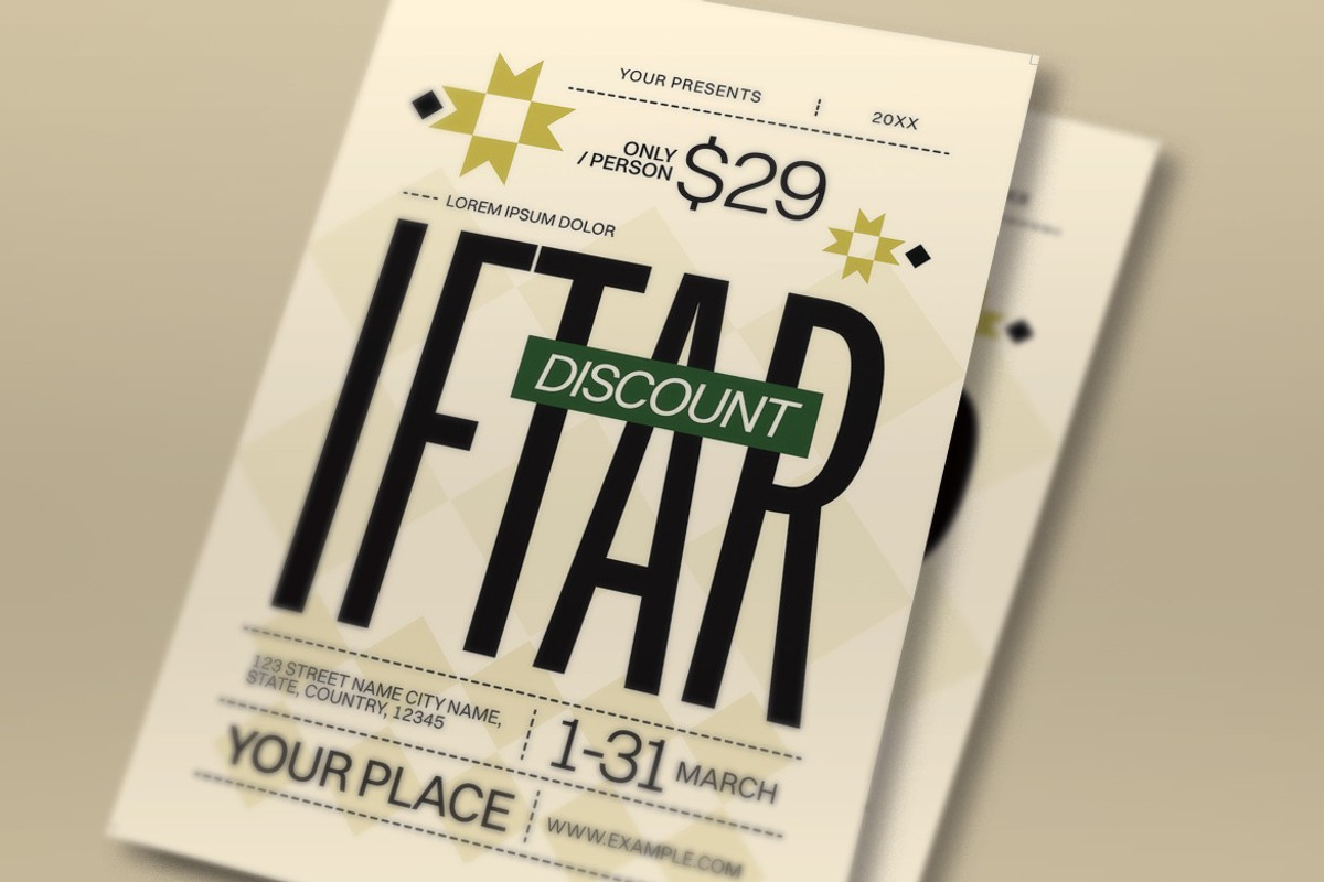 Beige Bold Iftar Discount Flyer Set, a Flyer Template by graphicook (Photo 2 of 3)