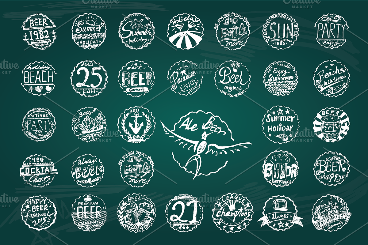 Beer Cap Badges Bundle, an Illustration by mollyli.ai (Photo 1 of 2)