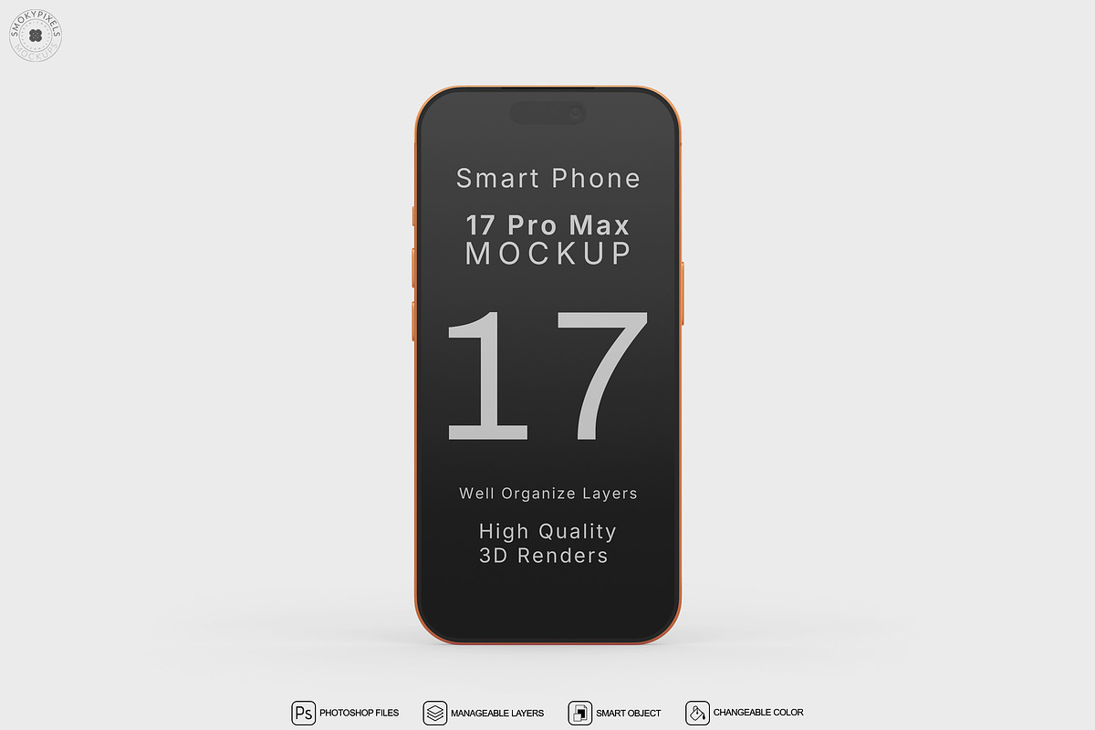 iPhone 17 Pro Max Mockup Set, an iPhone Mockup by SmokyPixels (Photo 2 of 5)