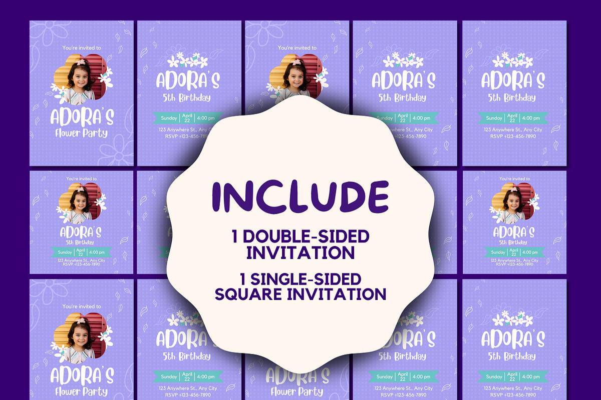 Flower Party Canva Invitation, a Design Template by TemplateCastleStore (Photo 4 of 5)