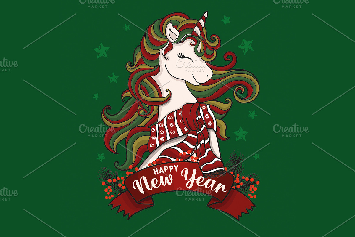 Unicorn new year graphic.T shirt art, an Animal Illustration by StudioLondon (Photo 3 of 3)