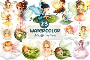Adorable Tiny Fairy & Sparkles, an Illustration by CreationArt