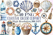 Watercolor Coastal Decor Clipart Set, an Illustration by Sublimation Artist (Thumbnail 1 of 6)