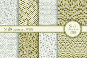Set of 8 seamless Geometry Patterns, a Pattern Graphic by NataLito
