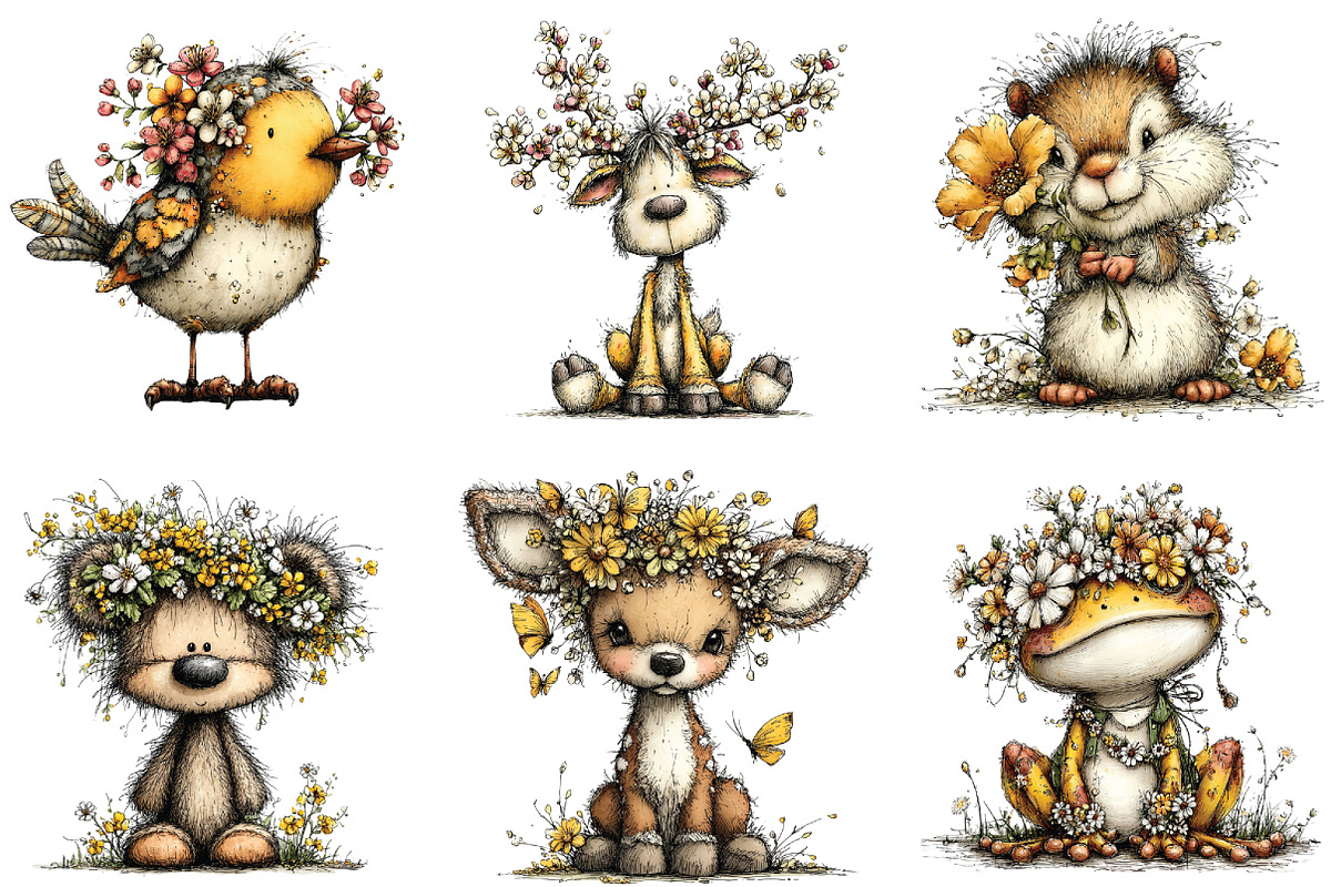 Spring Woodland Animals Clipart, an Illustration by CraftArtStudio (Photo 4 of 6)