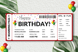 Happy Birthday Gift Boarding Pass