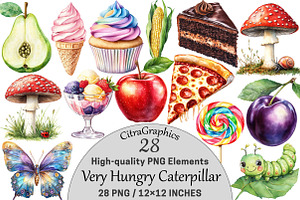 Very Hungry Caterpillar Clipart, a Seasonal Illustration by CitraGraphics