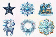 Blue Christmas Clipart Sublimation, an Illustration by CreationArt (Thumbnail 3 of 5)
