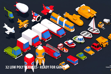 32 Low Poly Vehicles - Game Design, a Cars & Vehicle 3D Model by multimedia4ds