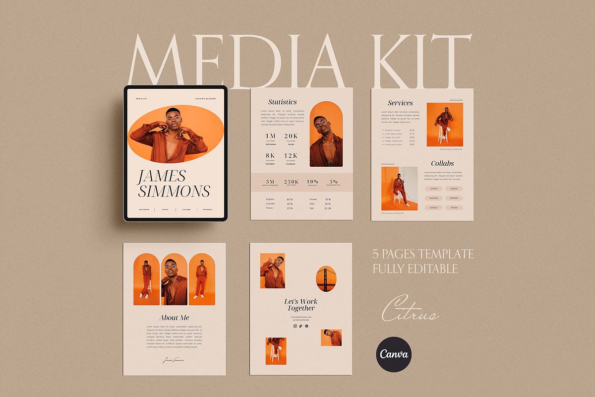 Influencer Media Kit Canva Template, a Templates & Theme by Sierra Creative Studio (Photo 1 of 7)