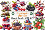 Watercolor Berries Clipart Bundle, an Illustration by DreamCafeArt (Thumbnail 1 of 7)