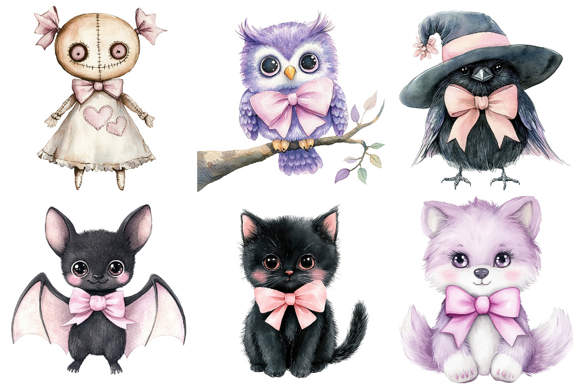 Coquette Bow Halloween Clipart, a Seasonal Illustration by CitraGraphics (Photo 4 of 5)