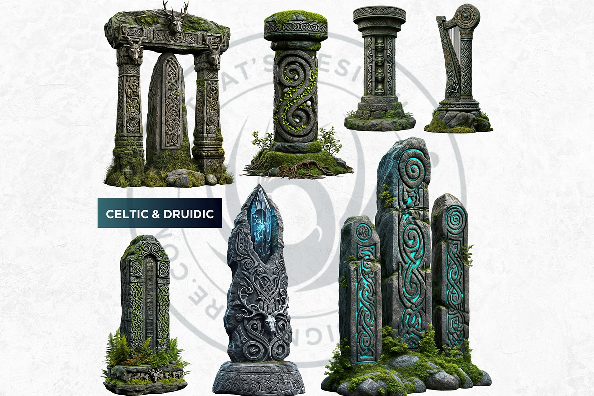 Fantasy Pillars & Monoliths Clipart, a Seasonal Illustration by ThatsDesignArt (Photo 5 of 10)