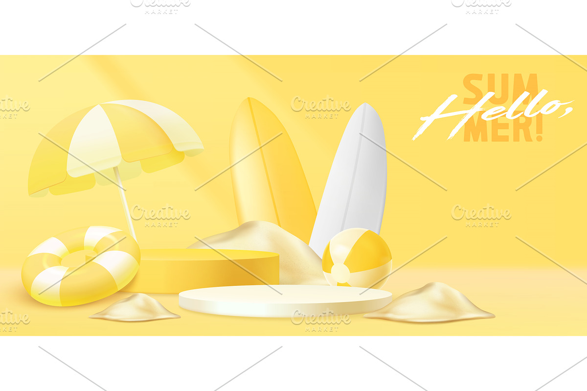 Hello summer banner with stage and, a Texture Illustration by art PVP - market