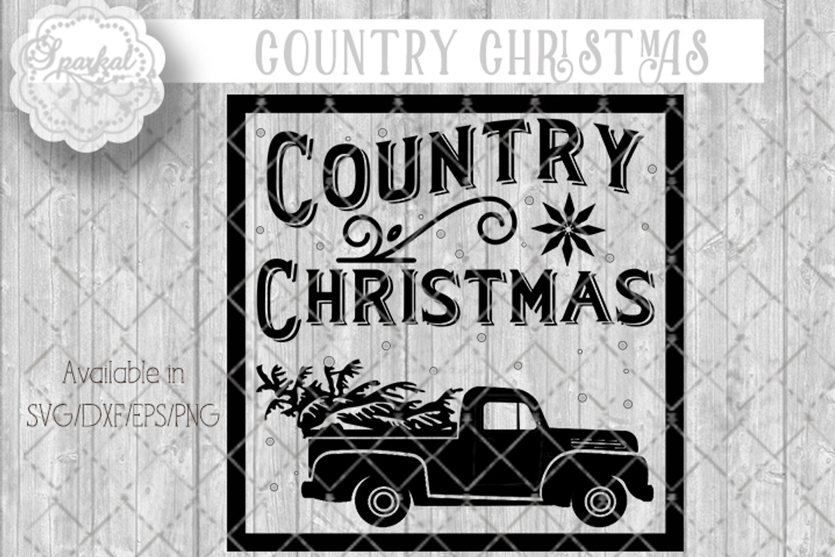 Vintage Country Christmas Cut Design, an Illustration by SparkalDesigns (Photo 2 of 4)