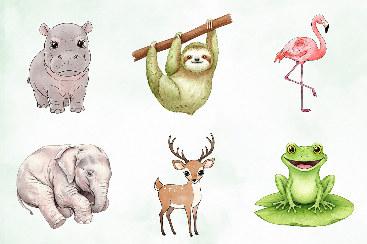 Animals Minimalist Cartoon Clipart, an Illustration by Creative Art (Photo 8 of 9)