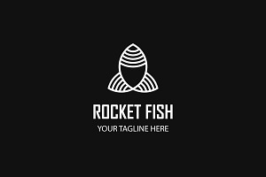 ROCKET FISH Flat Logo Design