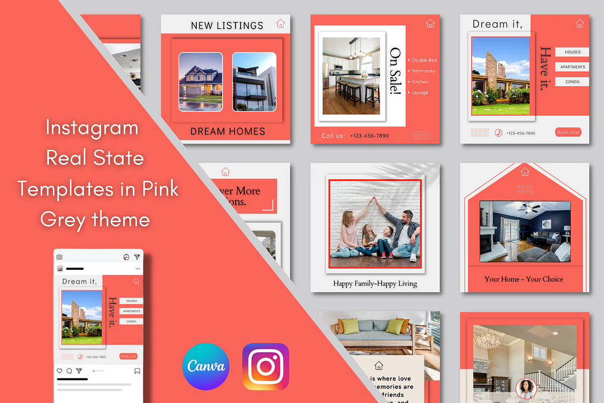 Instagram Real State Canva Templates, a Social Media Template by Qamso Designs (Photo 1 of 2)