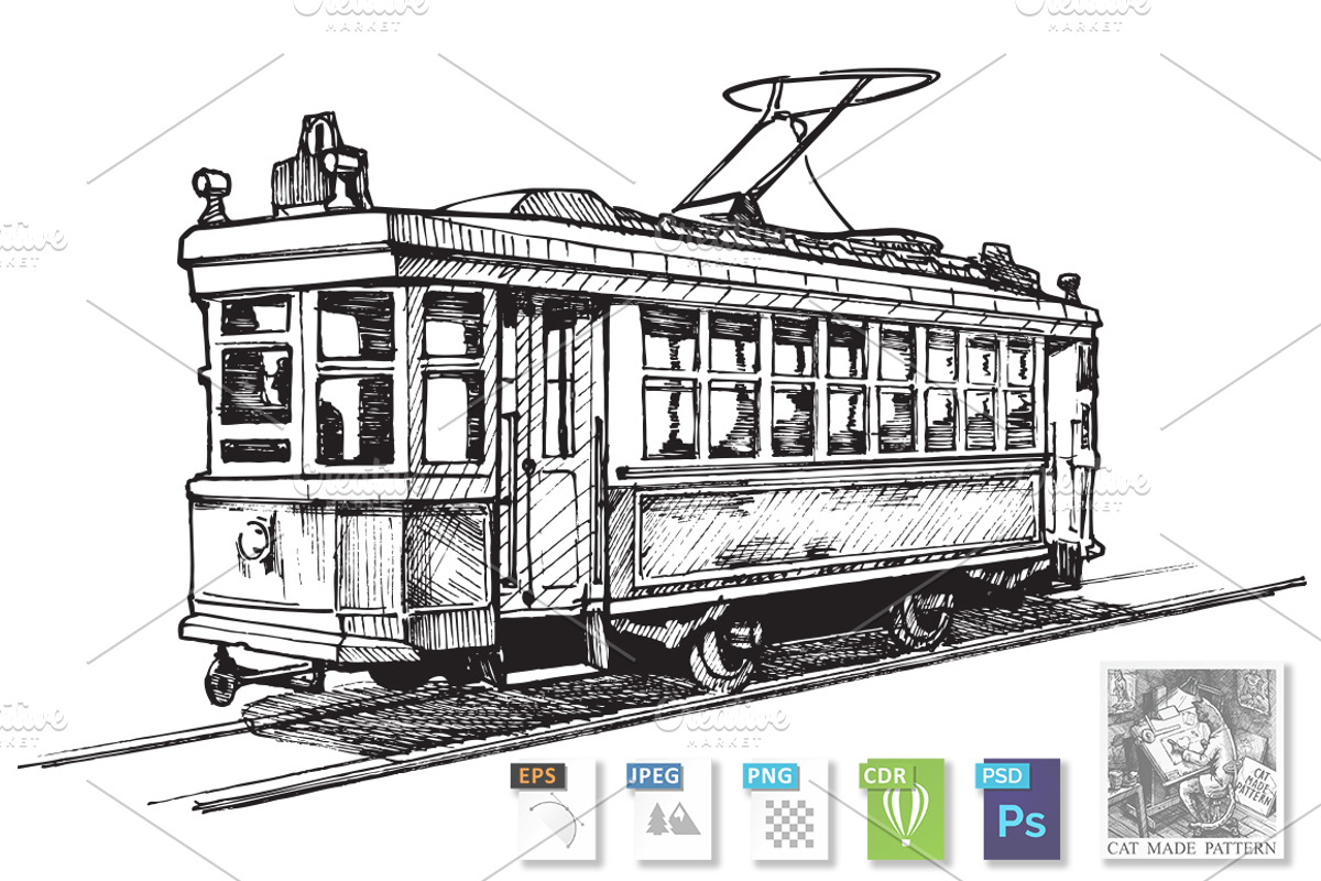 Tramway, an Illustration by CatMadePattern
