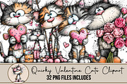 Quirky Valentine Cats Clipart, an Illustration by DreamArtGraphic (Thumbnail 1 of 4)
