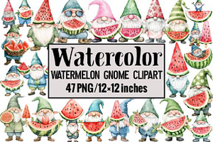 Watermelon Gnome Clipart, an Illustration by Design Market