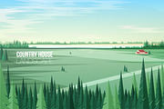 Country house landscape, a Decorative Illustration by Good Studio (Thumbnail 1 of 3)