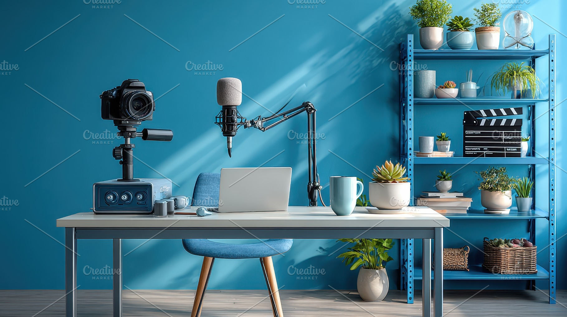 Blue Studio Setup Video Production W, a Photo by Pixeness Studio