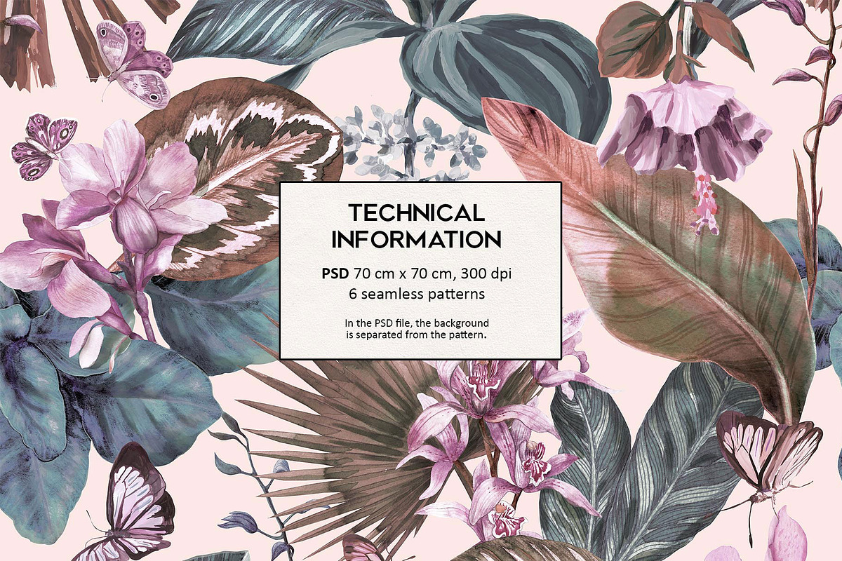 Mariposa. Tropical pattern, a Pattern Graphic by emeraldthue (Photo 5 of 6)