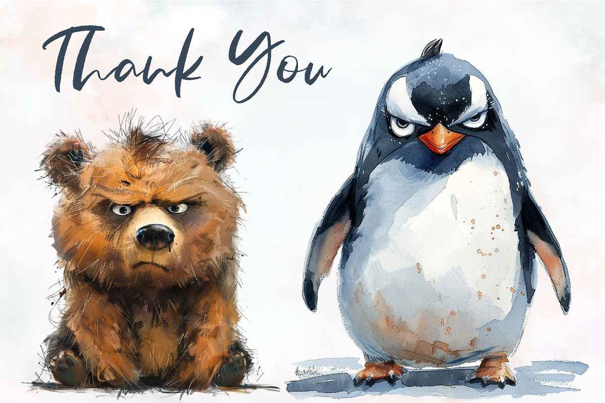 Cheeky Grumpy Animals Clipart, an Animal Illustration by RobertsArt (Photo 4 of 7)
