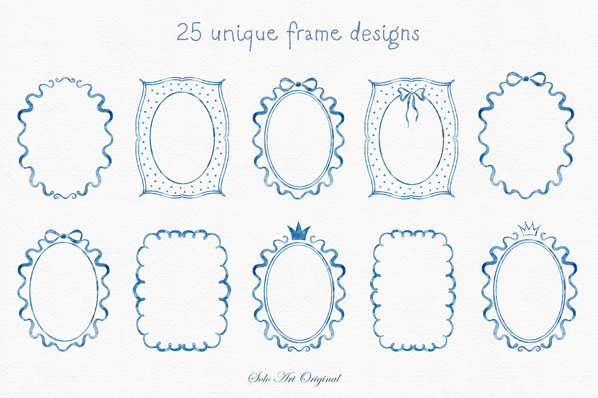 Frames Bundle Hand-Drawn Watercolor, an Object Graphic by Solo Art Original (Photo 2 of 11)