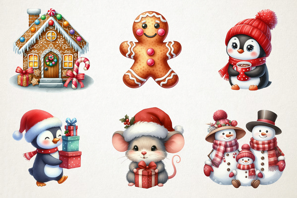 Jolly & Bright Christmas Cuties Pngs, an Illustration by RobertsArt (Photo 2 of 7)