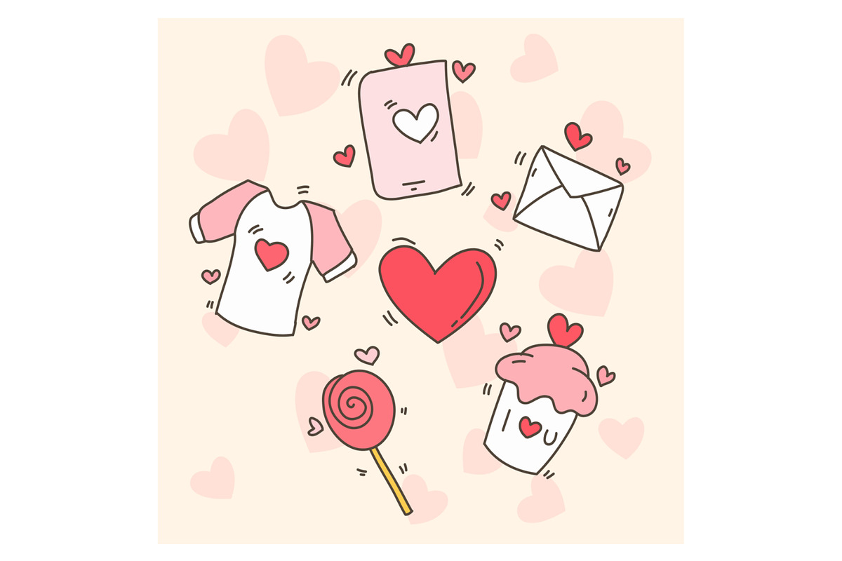 valentines doodle set bundle, a Decorative Illustration by foxndeer (Photo 2 of 4)