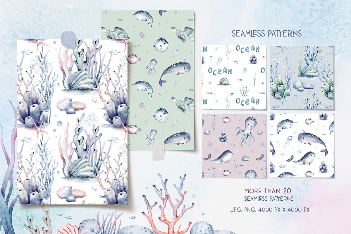 Ocean watercolor set, an Animal Illustration by Peace ART (Photo 9 of 12)