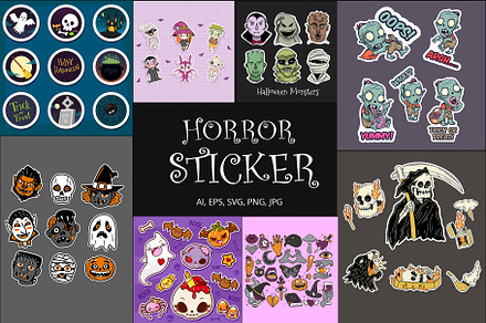 Horror Sticker SVG/PNG Files, an Illustration by GraphicsPixel