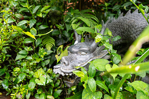 Bronze dragon fountain hidden in greenery on Enoshima Island, Ja, an Arts & Entertainment Photo by GoodGoods