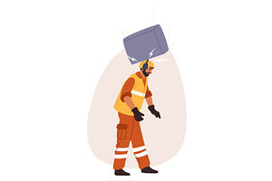 Employee is struck on head by, an Illustration by Vectorbuum