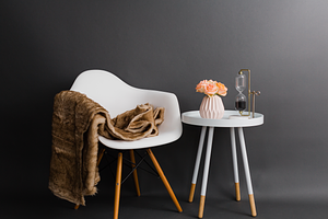 White chair with Pink Roses and Hour