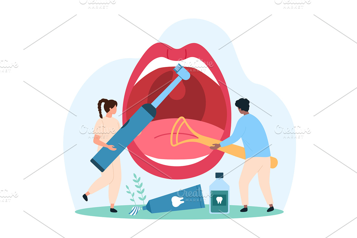 Oral hygiene dental care brushing, a Person Illustration by Flashvector