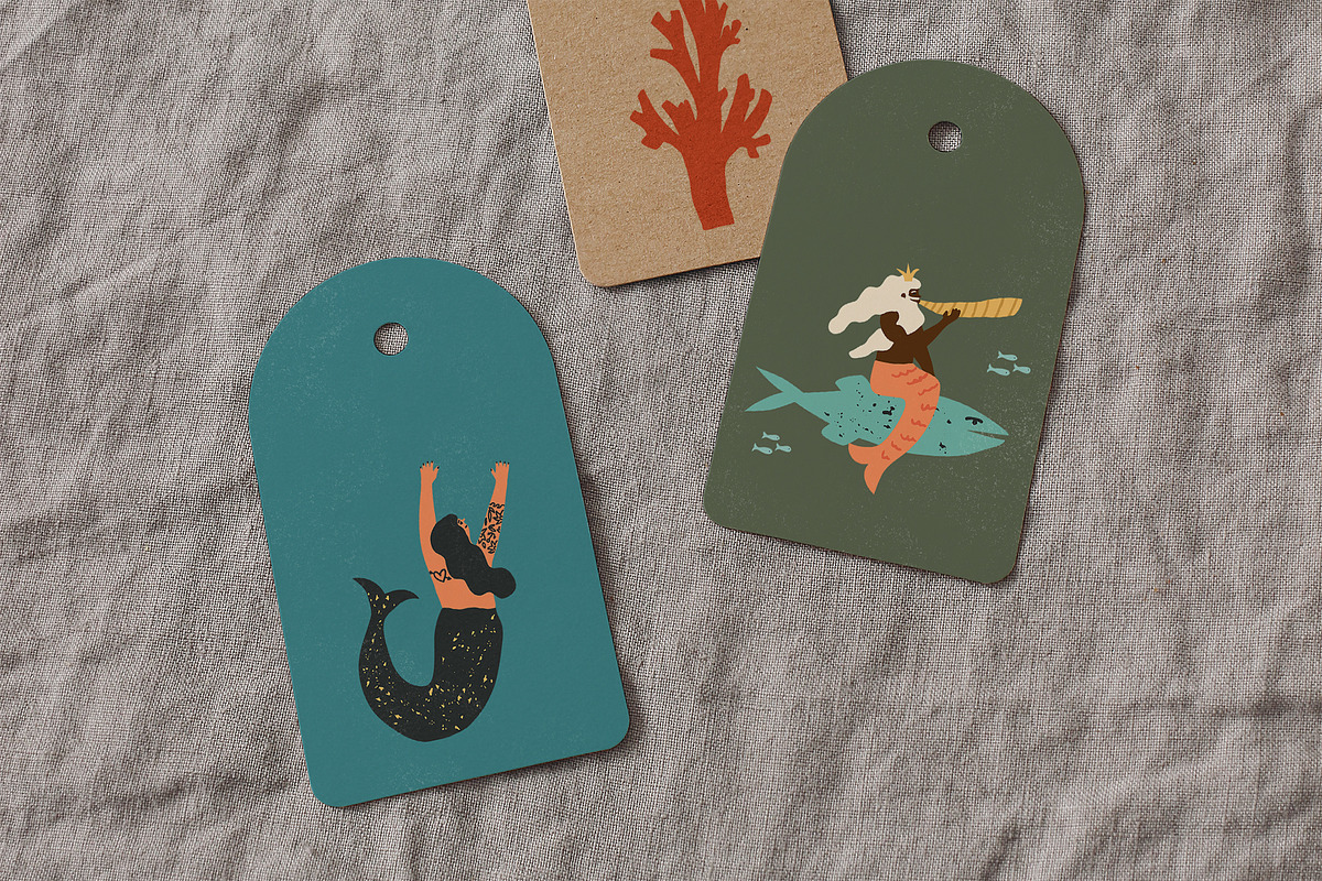 Retro Mermaids clipart and patterns, a Person Illustration by Paper Cherry (Photo 15 of 18)