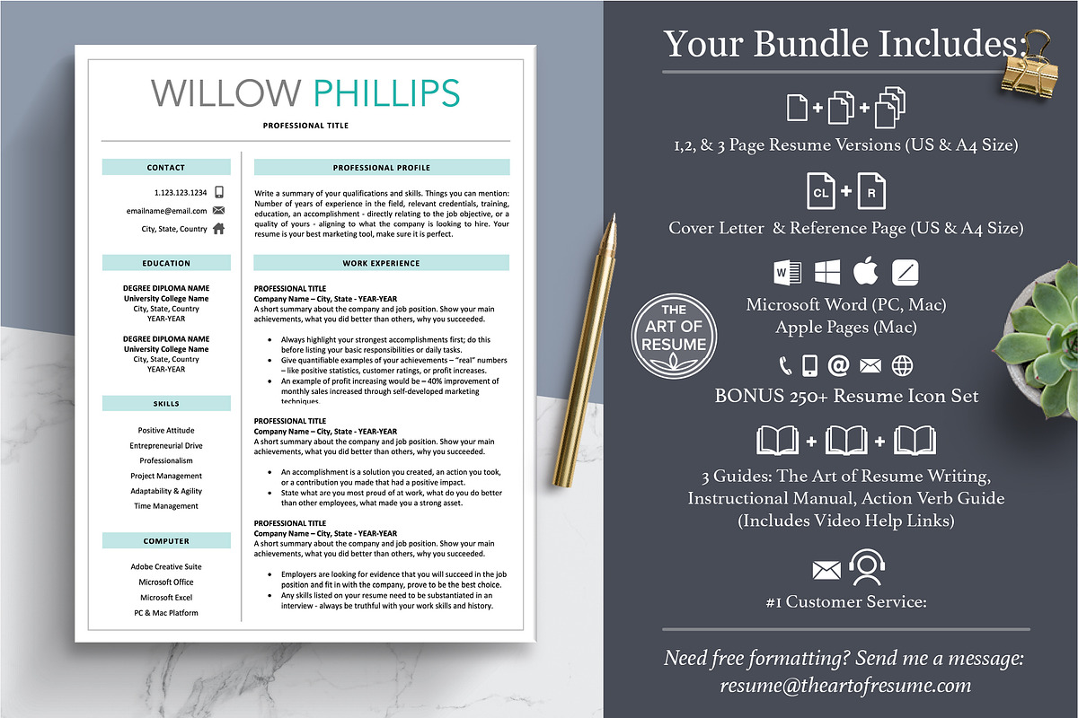 Creative Resume, Blue CV Templates, a Resume Template by The Art of Resume (Photo 2 of 8)