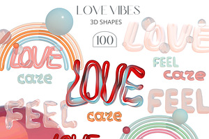 Love Vibes Gradients 3D Shapes