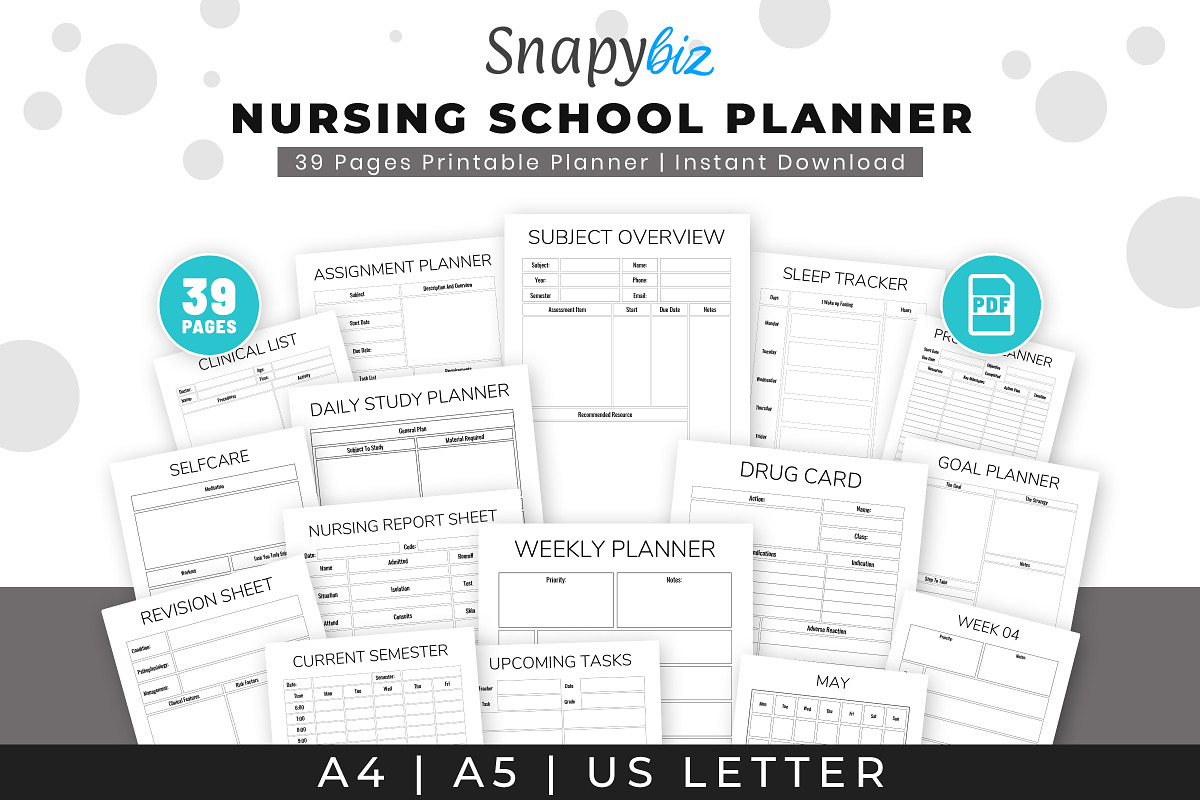 Nursing School Printable Planner, a Templates & Theme by Snapybiz (Photo 1 of 10)