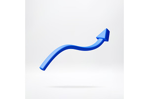 3D Blue curved arrow pointing upward, an Illustration by Abscent
