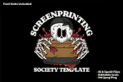 skeleton biting a squeegee tool, a Branding & Logo Template by Judsart (Thumbnail 1 of 3)