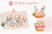 Watercolor Easter Bunny Gnome Bundle, a Decorative Illustration by Apixsala (Thumbnail 4 of 7)