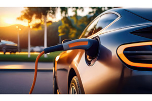 An electric car charging at a, a Transportation Photo by Igor Tichonow
