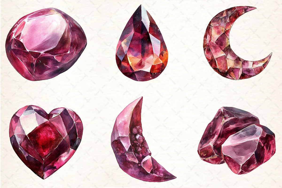 Burgundy Crystals and Gems Clipart, an Illustration by Libby Wishes (Photo 3 of 7)