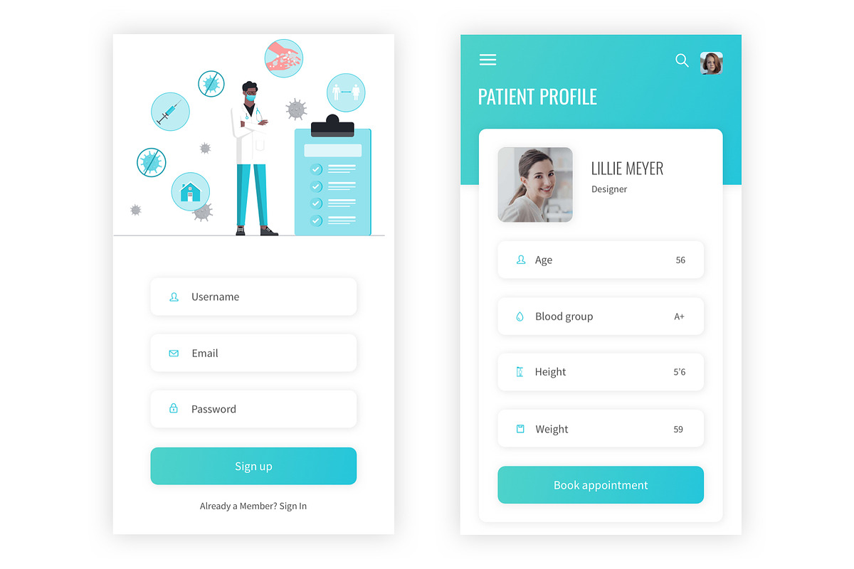 Health & Medical Photoshop App, an UI Kit Template by themelove (Photo 3 of 11)
