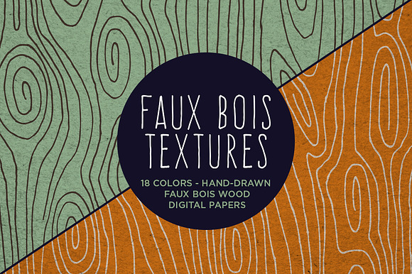 Faux Bois Wood Hand Drawn Patterns preview 3